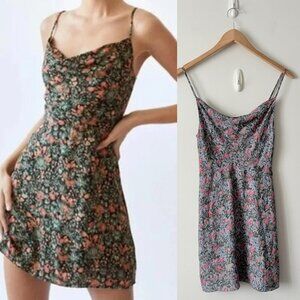 Aritzia Sunday Best Cowl Neck Floral Mini Dress Blue Pink Size XS